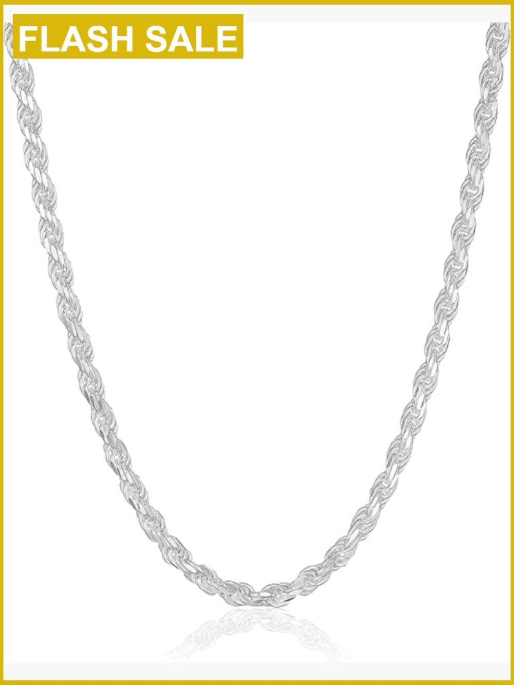 Sterling Silver Diamond Cut Rope Chain Necklace 18 Inches